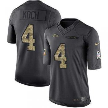 Nike Baltimore Ravens #4 Sam Koch Black Men's Stitched NFL Limited 2016 Salute to Service Jersey