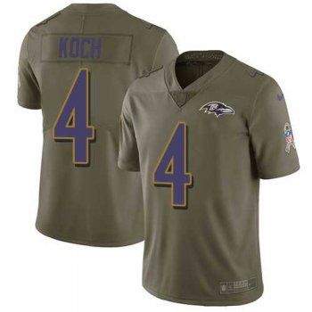 Nike Baltimore Ravens #4 Sam Koch Olive Men's Stitched NFL Limited 2017 Salute To Service Jersey