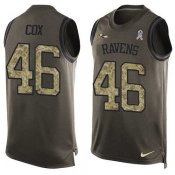 Nike Baltimore Ravens #46 Morgan Cox Green Men's Stitched NFL Limited Salute To Service Tank Top Jersey