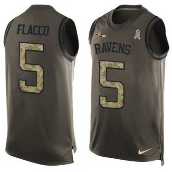 Nike Baltimore Ravens #5 Joe Flacco Green Men's Stitched NFL Limited Salute To Service Tank Top Jersey