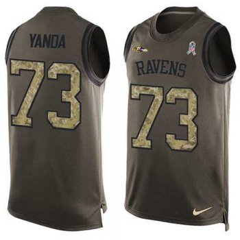 Nike Baltimore Ravens #73 Marshal Yanda Green Men's Stitched NFL Limited Salute To Service Tank Top Jersey