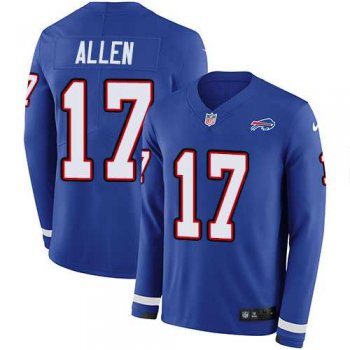 Nike Buffalo Bills #17 Josh Allen Royal Blue Team Color Men's Stitched NFL Limited Therma Long Sleeve Jersey