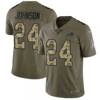 Nike Buffalo Bills #24 Taron Johnson Olive Camo Men's Stitched NFL Limited 2017 Salute To Service Jersey