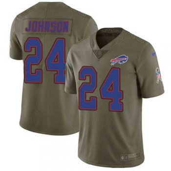 Nike Buffalo Bills #24 Taron Johnson Olive Men's Stitched NFL Limited 2017 Salute To Service Jersey