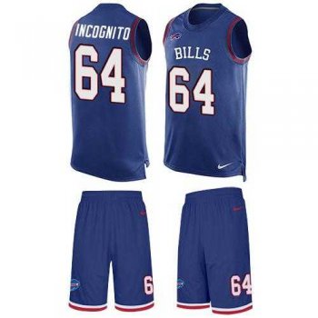 Nike Buffalo Bills #64 Richie Incognito Royal Blue Team Color Men's Stitched NFL Limited Tank Top Suit Jersey