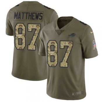 Nike Buffalo Bills #87 Jordan Matthews Olive Camo Men's Stitched NFL Limited 2017 Salute To Service Jersey