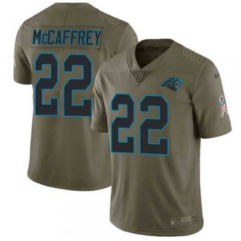 Nike Carolina Panthers #22 Christian McCaffrey Olive Men's Stitched NFL Limited 2017 Salute To Service Jersey