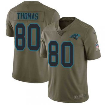 Nike Carolina Panthers #80 Ian Thomas Olive Men's Stitched NFL Limited 2017 Salute To Service Jersey