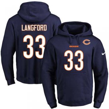 Nike Chicago Bears #33 Jeremy Langford Navy Blue Name & Number Pullover NFL Hoodie