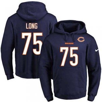 Nike Chicago Bears #75 Kyle Long Navy Blue Name & Number Pullover NFL Hoodie