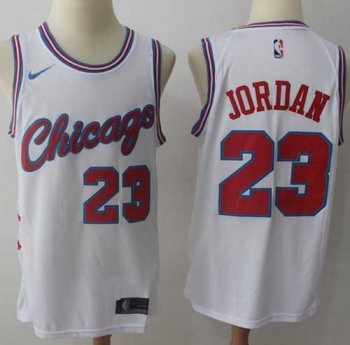 Nike Chicago Bulls #23 Michael Jordan White NBA Swingman City Edition Jersey