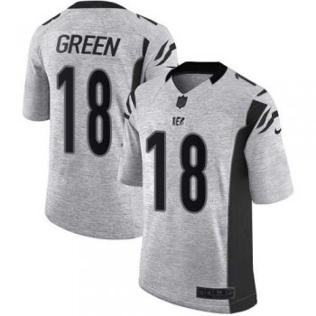 Nike Cincinnati Bengals #18 A.J. Green Gray Men's Stitched NFL Limited Gridiron Gray II Jersey