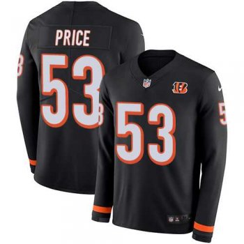 Nike Cincinnati Bengals #53 Billy Price Black Team Color Men's Stitched NFL Limited Therma Long Sleeve Jersey