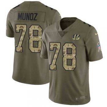 Nike Cincinnati Bengals #78 Anthony Munoz Olive Camo Men's Stitched NFL Limited 2017 Salute To Service Jersey