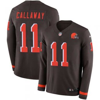 Nike Cleveland Browns #11 Antonio Callaway Brown Team Color Men's Stitched NFL Limited Therma Long Sleeve Jersey