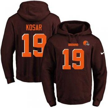 Nike Cleveland Browns #19 Bernie Kosar Brown Name & Number Pullover NFL Hoodie