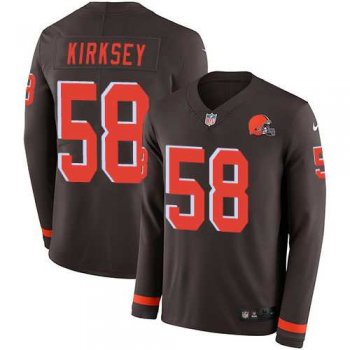 Nike Cleveland Browns #58 Christian Kirksey Brown Team Color Men's Stitched NFL Limited Therma Long Sleeve Jersey