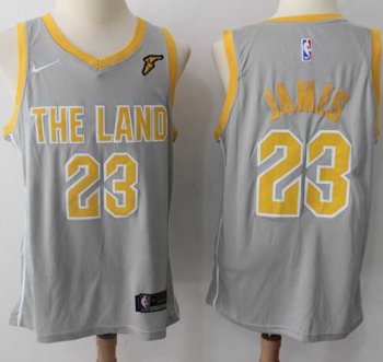 Nike Cleveland Cavaliers #23 LeBron James Gray NBA Swingman City Edition Jersey