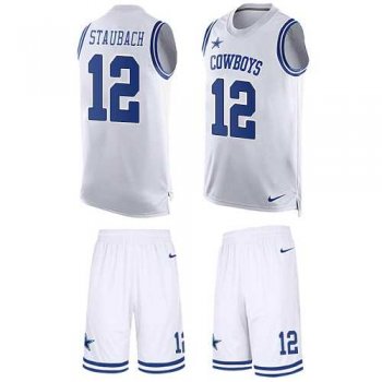 Nike Dallas Cowboys #12 Roger Staubach White Men's Stitched NFL Limited Tank Top Suit Jersey