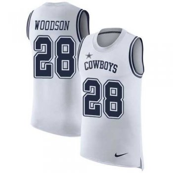 Nike Dallas Cowboys #28 Darren Woodson White Men's Stitched NFL Limited Rush Tank Top Jersey