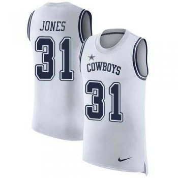 Nike Dallas Cowboys #31 Byron Jones White Men's Stitched NFL Limited Rush Tank Top Jersey