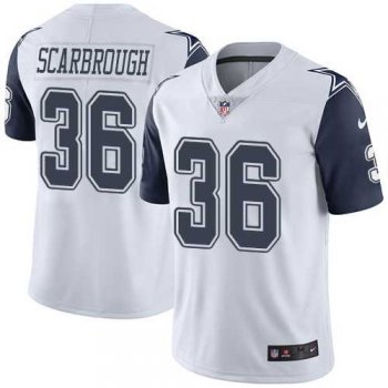 Nike Dallas Cowboys #36 Bo Scarbrough White Men's Stitched NFL Limited Rush Jersey