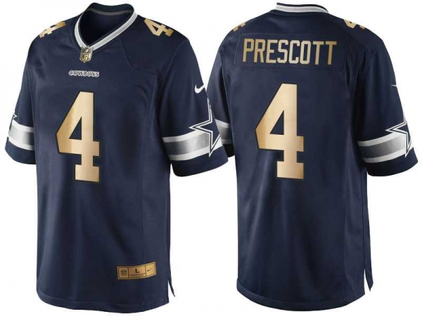 Nike Dallas Cowboys #4 Dak Prescott Navy Blue 2016 Christmas Gold Men's NFL Game Edition Jersey