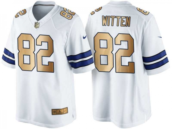 Nike Dallas Cowboys #82 Jason Witten White 2016 Christmas Gold Men's NFL Game Edition Jersey