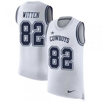 Nike Dallas Cowboys #82 Jason Witten White Men's Stitched NFL Limited Rush Tank Top Jersey