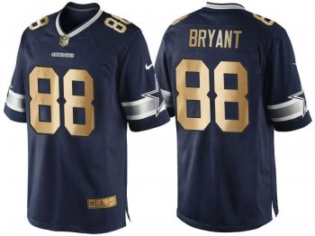 Nike Dallas Cowboys #88 Dez Bryant Navy Blue 2016 Christmas Gold Men's NFL Game Edition Jersey