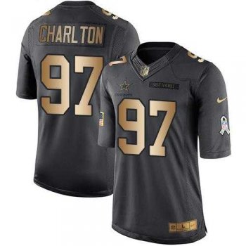 Nike Dallas Cowboys #97 Taco Charlton Black Men's Stitched NFL Limited Gold Salute To Service Jersey