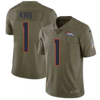 Nike Denver Broncos #1 Marquette King Olive Men's Stitched NFL Limited 2017 Salute To Service Jersey