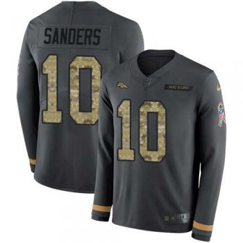 Nike Denver Broncos #10 Emmanuel Sanders Anthracite Salute to Service Men's Stitched NFL Limited Therma Long Sleeve Jersey