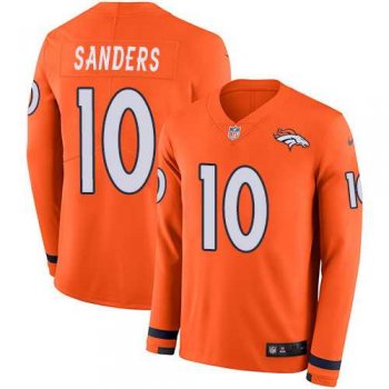 Nike Denver Broncos #10 Emmanuel Sanders Orange Team Color Men's Stitched NFL Limited Therma Long Sleeve Jersey