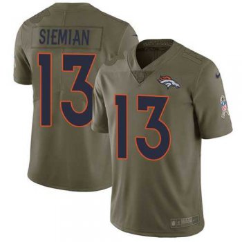 Nike Denver Broncos #13 Trevor Siemian Olive Men's Stitched NFL Limited 2017 Salute to Service Jersey