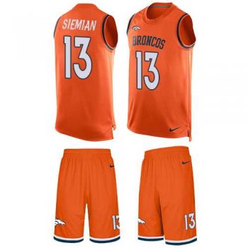 Nike Denver Broncos #13 Trevor Siemian Orange Team Color Men's Stitched NFL Limited Tank Top Suit Jersey