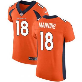 Nike Denver Broncos #18 Peyton Manning Orange Team Color Men's Stitched NFL Vapor Untouchable Elite Jersey