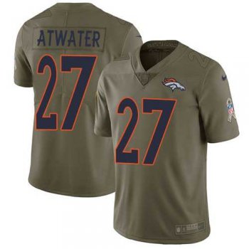 Nike Denver Broncos #27 Steve Atwater Olive Men's Stitched NFL Limited 2017 Salute to Service Jersey