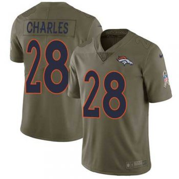 Nike Denver Broncos #28 Jamaal Charles Olive Men's Stitched NFL Limited 2017 Salute to Service Jersey