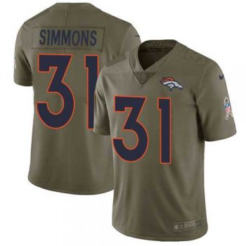 Nike Denver Broncos #31 Justin Simmons Olive Men's Stitched NFL Limited 2017 Salute To Service Jersey