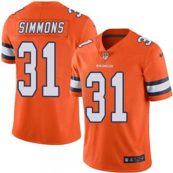 Nike Denver Broncos #31 Justin Simmons Orange Men's Stitched NFL Limited Rush Jersey