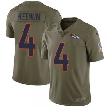 Nike Denver Broncos #4 Case Keenum Olive Men's Stitched NFL Limited 2017 Salute To Service Jersey