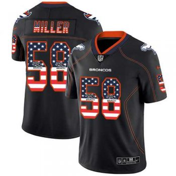 Nike Denver Broncos #58 Von Miller Black Men's Stitched NFL Limited Rush USA Flag Jersey