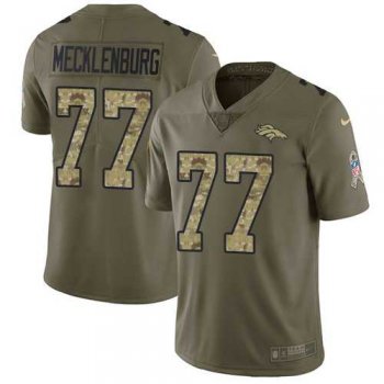 Nike Denver Broncos #77 Karl Mecklenburg Olive Camo Men's Stitched NFL Limited 2017 Salute To Service Jersey