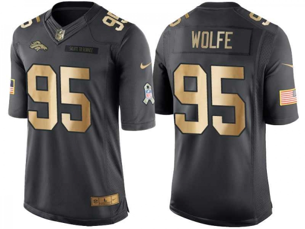 Nike Denver Broncos #95 Derek Wolfe Anthracite 2016 Christmas Gold Men's NFL Limited Salute to Service Jersey