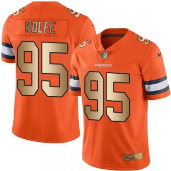 Nike Denver Broncos #95 Derek Wolfe Orange Men's Stitched NFL Limited Gold Rush Jersey