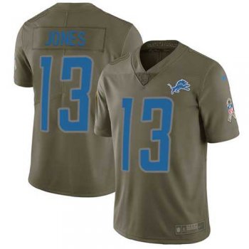 Nike Detroit Lions #13 T.J. Jones Olive Men's Stitched NFL Limited 2017 Salute To Service Jersey