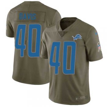 Nike Detroit Lions #40 Jarrad Davis Olive Men's Stitched NFL Limited 2017 Salute to Service Jersey