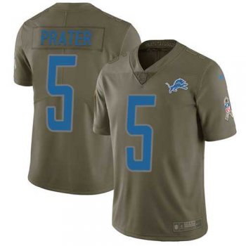 Nike Detroit Lions #5 Matt Prater Olive Men's Stitched NFL Limited 2017 Salute to Service Jersey