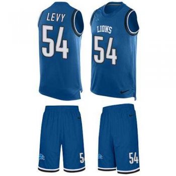 Nike Detroit Lions #54 DeAndre Levy Blue Team Color Men's Stitched NFL Limited Tank Top Suit Jersey